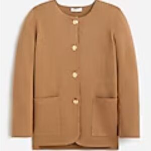 J.Crew Giselle sweater-blazer in tan with gold buttons women’s size small.